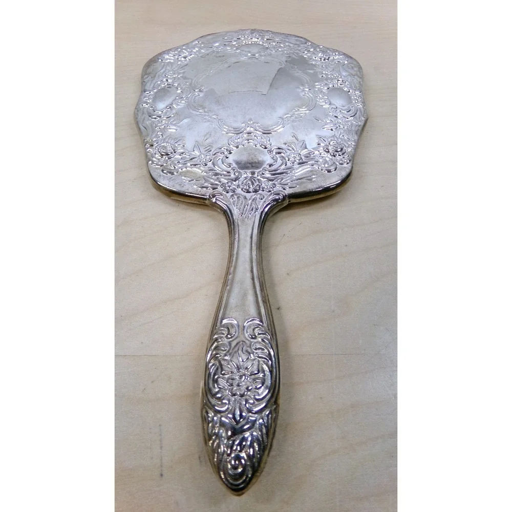 Bloomingdale's Davco Silver Plate Handheld Ornate‎ Vanity Mirror # 7090B